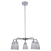 Lustre à 5 lumières, 60W, métal/verre, chrome