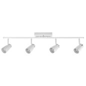 Rail d'éclairage contemporain à 4 lumières, blanc et chrome