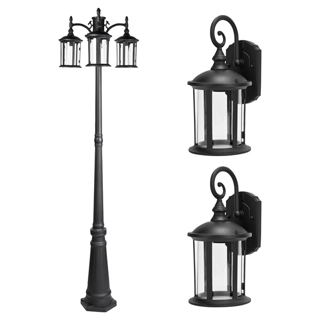 Globe Outdoor Post And Lanterns Set 3 Pieces 44029 Rona Outdoor Post And Lanterns Set 3 Pieces