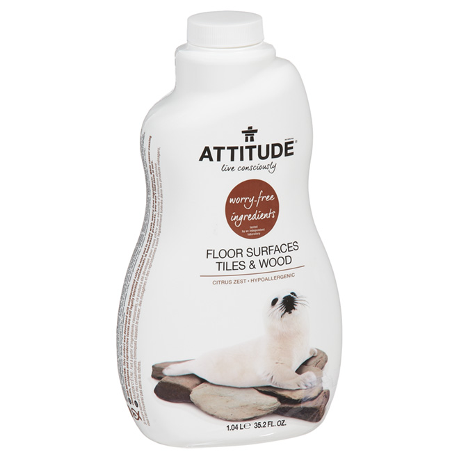 Attitude Floor and Wood Cleaner - Carcinogen Free - Hypoallergenic - Citrus Zest - 1-L