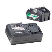 Metabo HPT MultiVolt Hybrid Li-Ion Battery Charger with Battery - Fast Charging - Built-In USB - LED Light Indicator