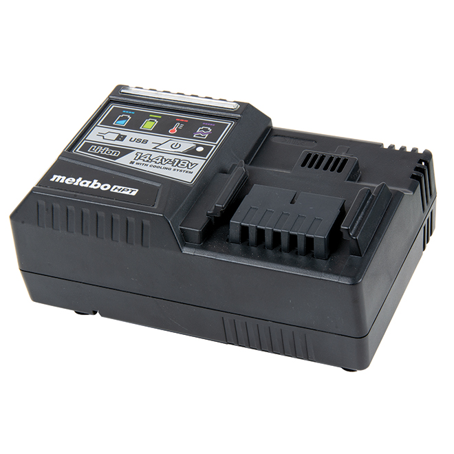 Metabo HPT MultiVolt Hybrid Li-Ion Battery Charger with Battery - Fast Charging - Built-In USB - LED Light Indicator