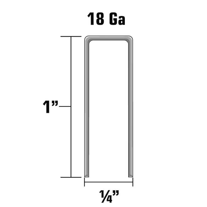 Agrafes, 1/4 po x 1 po, calibre 18, acier galvanisé, 1000/pqt