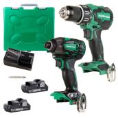 Metabo HPT 2-Tool 18V Li-Ion Brushless Power Tool Combo Kit with Hard Case (Charger and 2 Batteries Included)