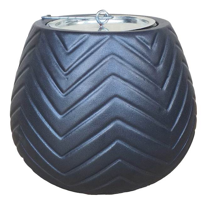 Paramount Black Ceramic Chevron Patterned Outdoor Tabletop Gelled Fuel Burner