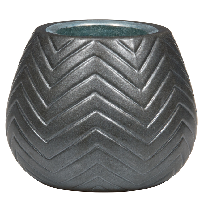 Paramount Black Ceramic Chevron Patterned Outdoor Tabletop Gelled Fuel Burner