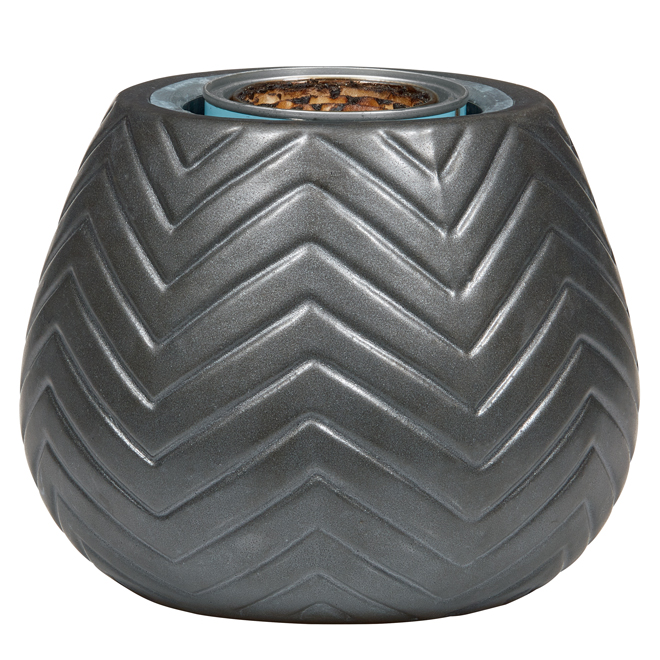 Paramount Black Ceramic Chevron Patterned Outdoor Tabletop Gelled Fuel Burner