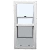 Fenêtre à guillotine simple All Weather Windows blanche, vitrage double, PVC, 35 3/8 po L. x 25 5/8 po l. x 3 1/4 po É.