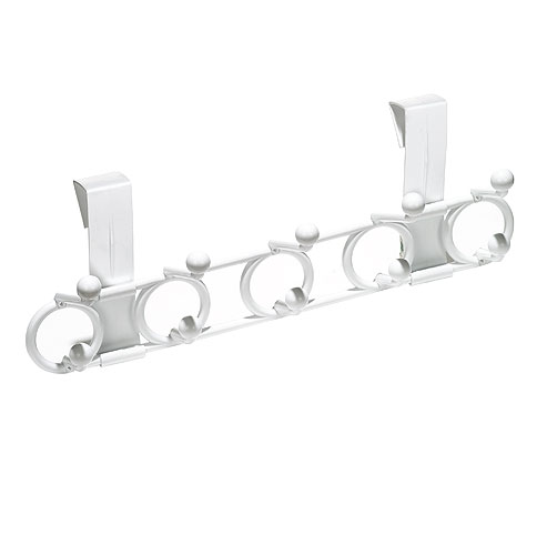 Tuff & Tidy Over-The-Door Hook Bar - Plastic - White - 6 11/16-in H x 4  1/2-in D x 18 1/2-in W