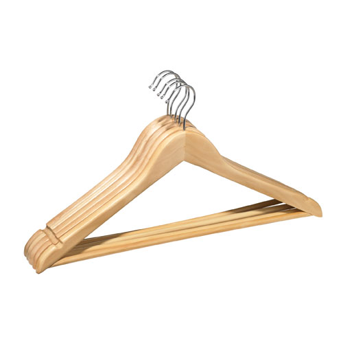 Contoured Wood Hangers - Natural - 5-Pack