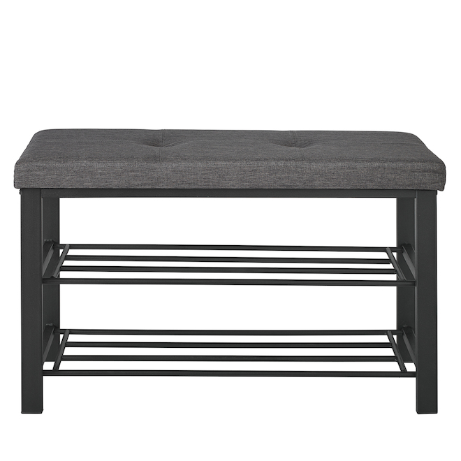 neatfreak 31.89-in W x 12.59-in D x 19.48-in H Black Upholstered Bench with Shoe Rack