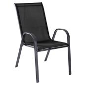 Stackable Patio Dining Chair - Curved Armrests - Black