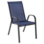 Chaise de patio, empilable, accoudoirs incurvés, bleue
