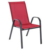 Chaise de patio, empilable, accoudoirs incurvés, rouge