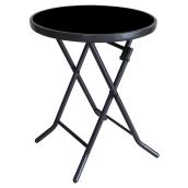Style Selections Round Patio Side Table - Folding - Black - Steel and Glass