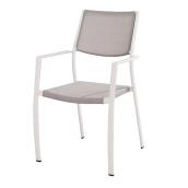 Ensembe de chaises de patio empilables, acier et tissu, gris et blanc