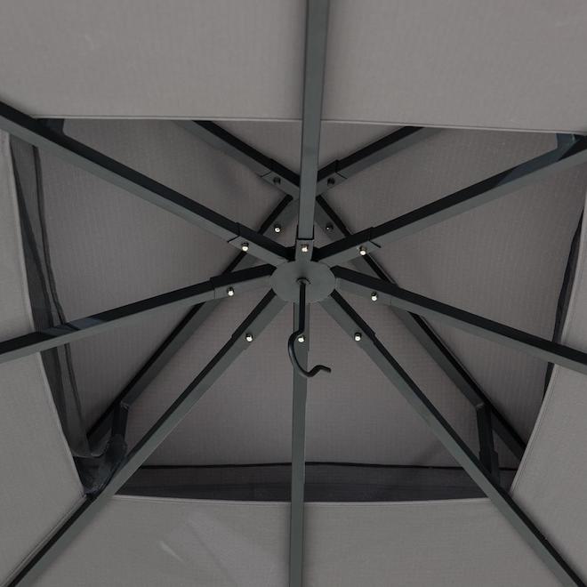 Abri-soleil toit souple Barney, 10' x 12', acier, noir/gris