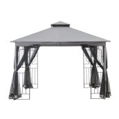 Style Selections 10-ft x 10-ft Black and Grey Gazebo with Netting