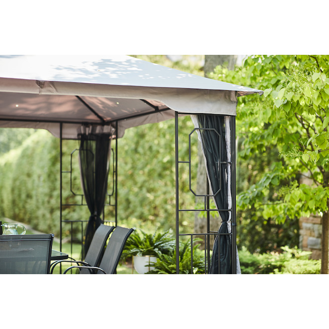 Style Selections 10-ft x 10-ft Black and Grey Soft-Top Gazebo with Netting