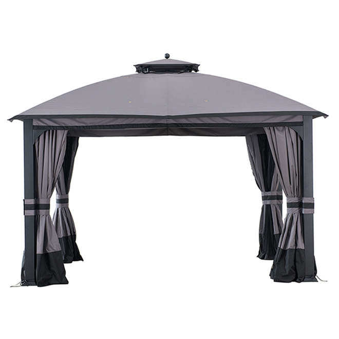 Allen + Roth 10-ft x 12-ft Black and Grey Gazebo with Dome-Shaped Roof