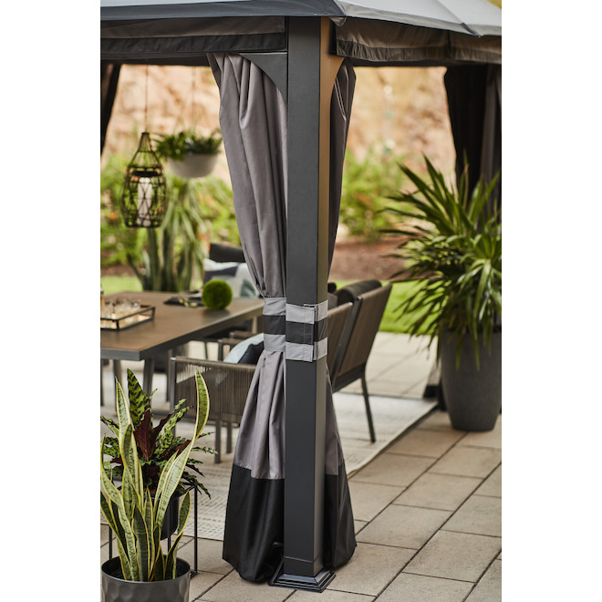 Allen + Roth 10-ft x 12-ft Black and Grey Gazebo with Dome-Shaped Roof