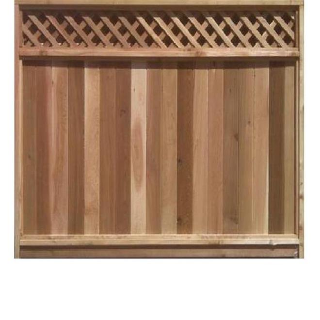 Dick's Lumber Fence with Solid Lattice Top - Cedar - Natural - 4-ft W x 8-ft H