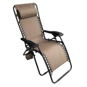 Chaise longue de patio inclinable pour relaxer, taupe