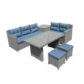 Ensemble conversation pour patio Banff, gris/bleu, 7 places