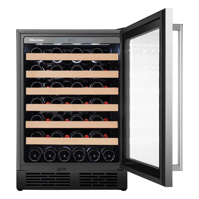 Hisense 54-Bottle Stainless Steel 5.4-ft³ Built-In/Freestanding Wine Cooler