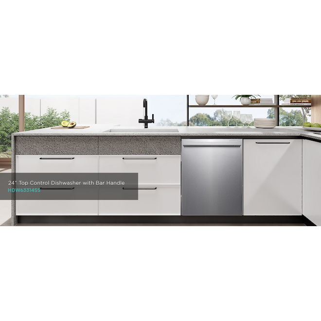 Hisense 24-in 48 dB Stainless Steel Hidden Control 3rd Rack Built-In Dishwasher - ENERGY STAR®