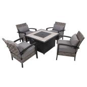 Patio Fire Pit Conversation Set - Grey/Black - 4 Places