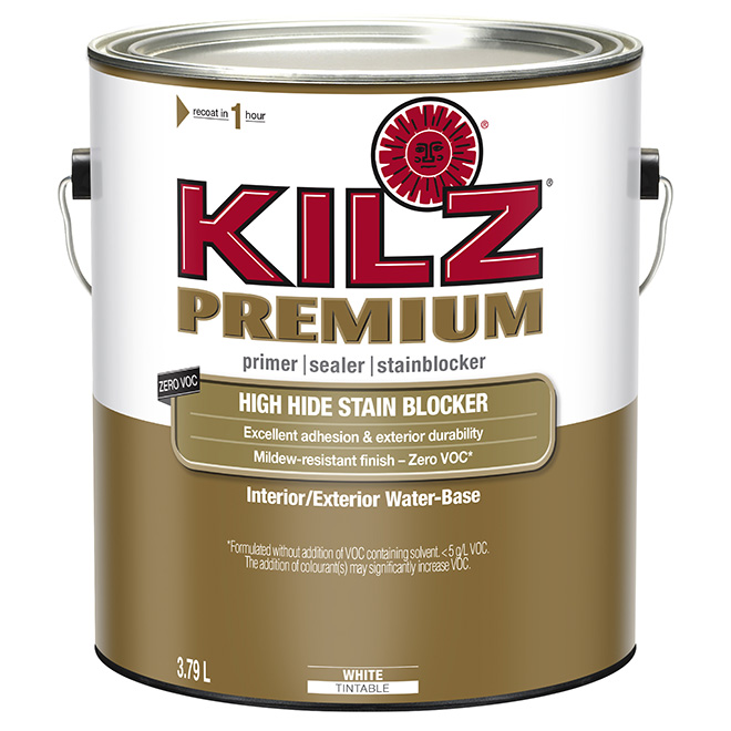 Kilz Premium Primer Sealer and Stain Blocker - Interior/Exterior - Water-Based - White - 3.79 L