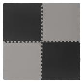 Connect-A-Mat Anti-fatigue Interlocking Mat - Portable - Grey and Black - 24-in L x 24-in W