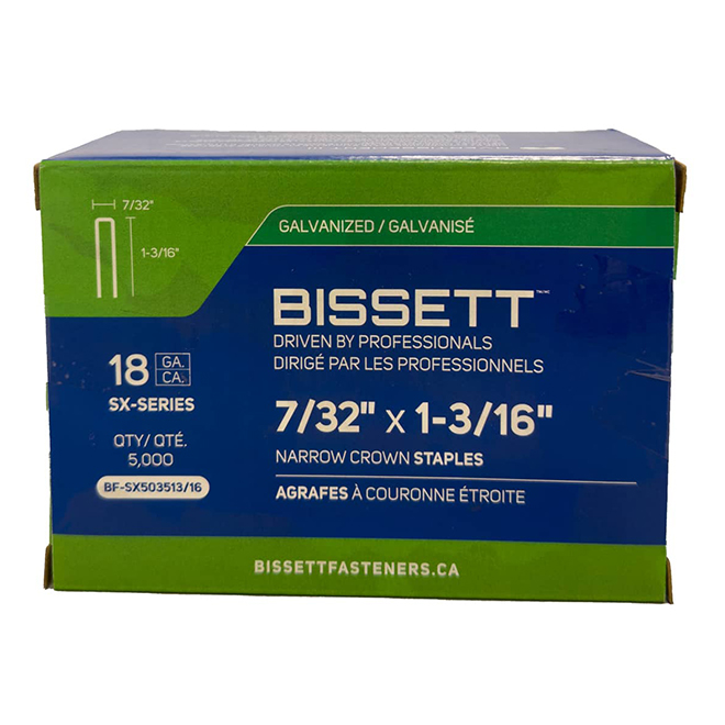 BISSETT 1-3/16-in 18-Gauge Electro-galvanized Steel Finish Staples with 7/32-in Narrow Crown - 5000/Pack
