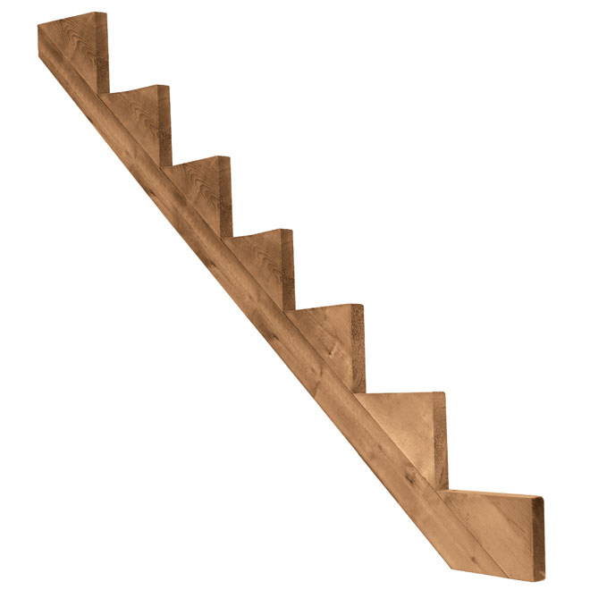 Treated Wood 7-Step Stair Stringer - Brown