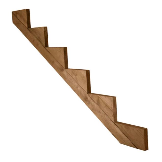 Treated Wood 6-Step Stair Stringer - 2" x 12" - Brown