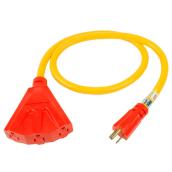 Outdoor Contractor Extension Cord - STW 14/3 - Yellow - 39-in