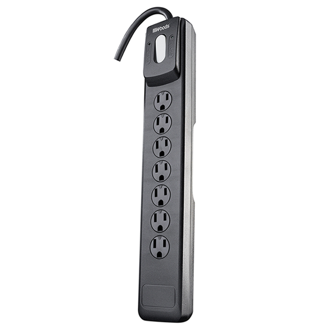 7-Outlet Power Bar with Surge Protection - 10' - Black