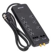 Multiprise à 8 prises, protection contre surtensions, 6', noir