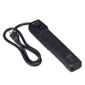 4-Outlet Power Bar with Surge Protection - 3' - Black