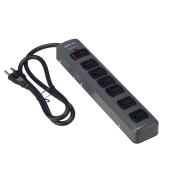 6-Outlet Power Bar with Surge Protection - Grey