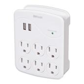 6-Outlet Surge Protection Adapter with USB and Phone Cradle