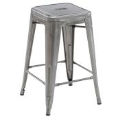 Original Tolex Chair Collection Counter Stools - Polished Silver Gloss - Set of 2