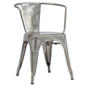 Original Tolex Chair Collection Dining Chairs with Side Arms - Polished Silver Gloss - Set of 2