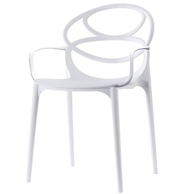 Hudson Home 2-Set White Open-Back Dining Chairs with Side Arms