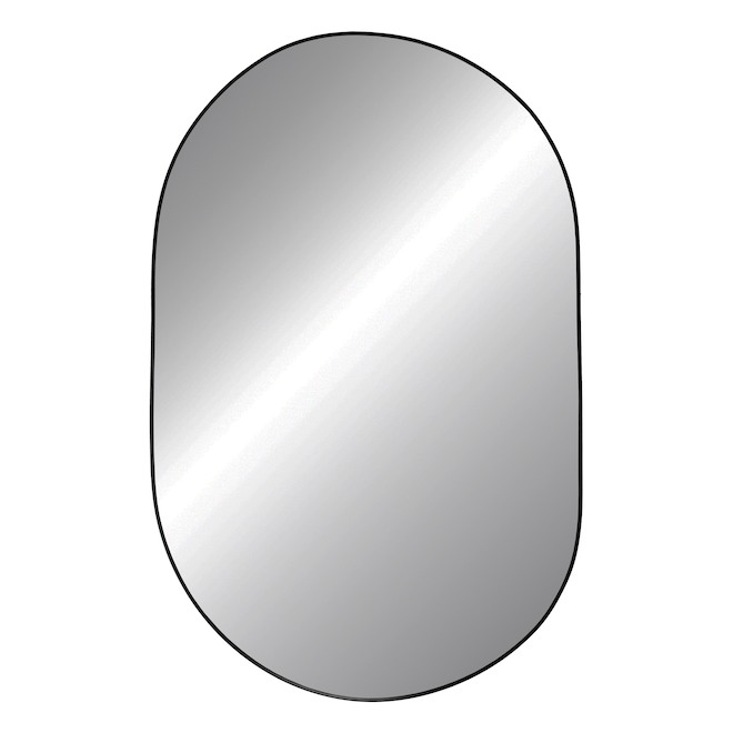 Miroir ovale en métal Hudson Home, 20 po x 36 po, noir mat