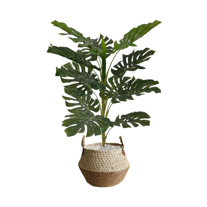 Hudson Home Monstera 40-in Green Plastic Decorative Plant with Planter
