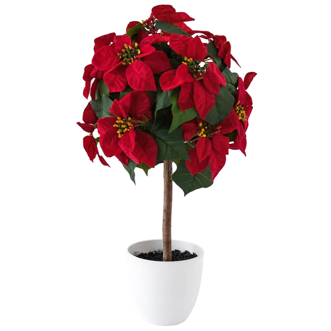 Celebrations by L&CO Artificial Poinsettia Tree 21.65-in in White Pot