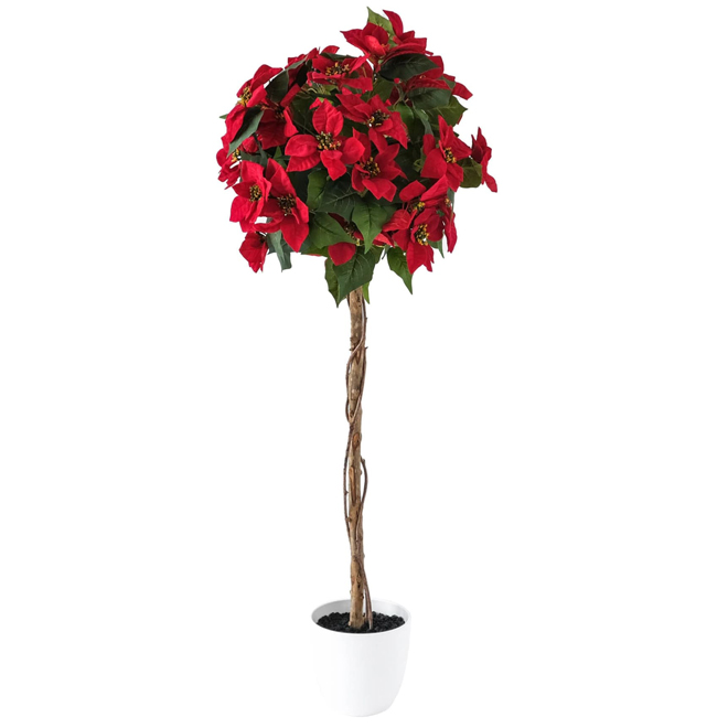 Celebrations by L&CO Artificial Poinsettia Tree 47.24-in in White Pot