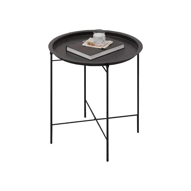 Table d'appoint ronde Hudson Home en métal noir, 18,5 x 20,1 po